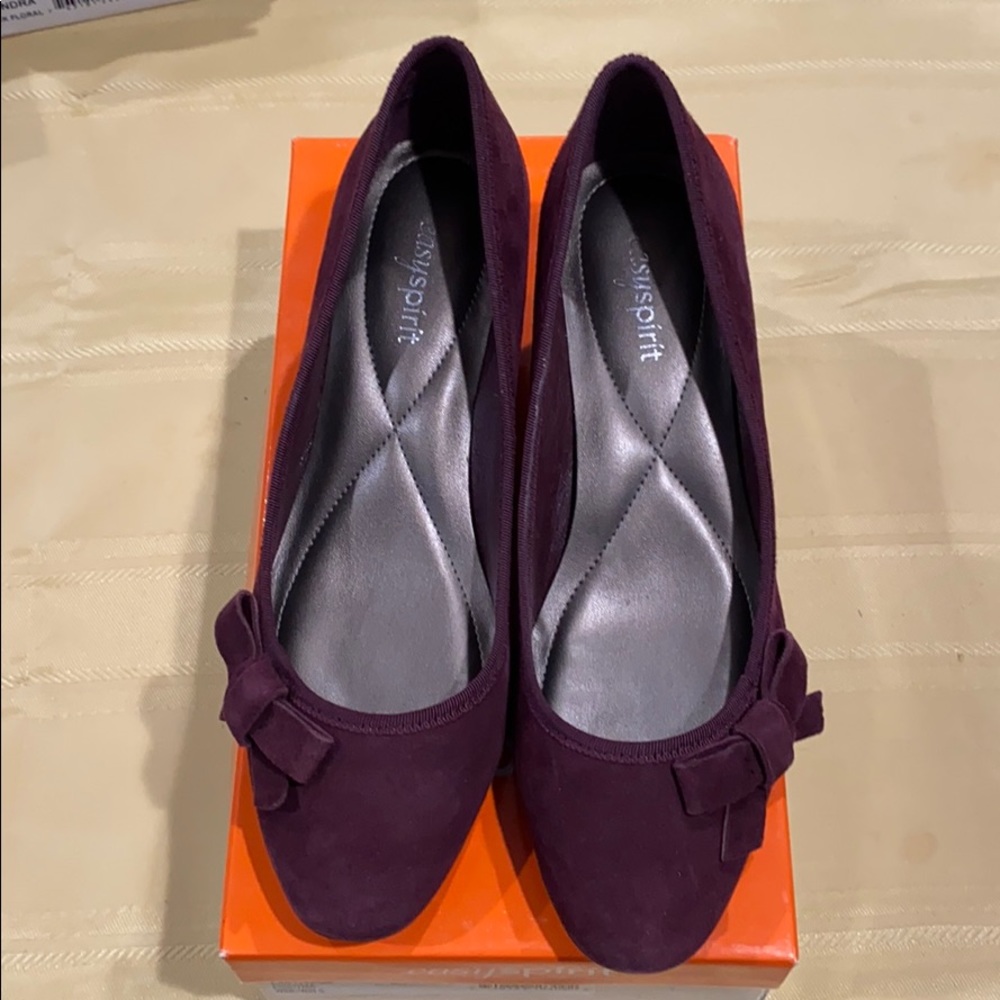 Easy Spirit Suede Wedges Wine Bow detail Women 8M